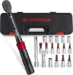 SUERCUP Chave de torque de 1/10.2 cm, conjunto de chaves de torque de bicicleta de 18 peças, 3-25 Nm, chave de torque ajustável de 72 dentes de direção dupla, usada para manutenção de bicicleta