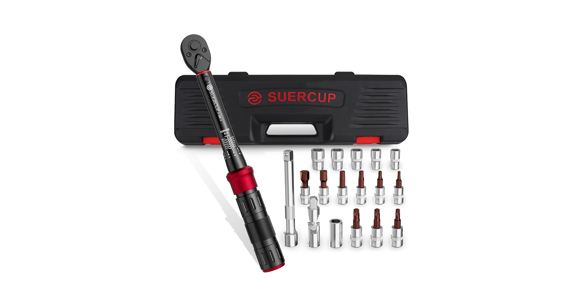 SUERCUP 1/4-Inch Drive Click Torque Wrench, 18 PCS Bike