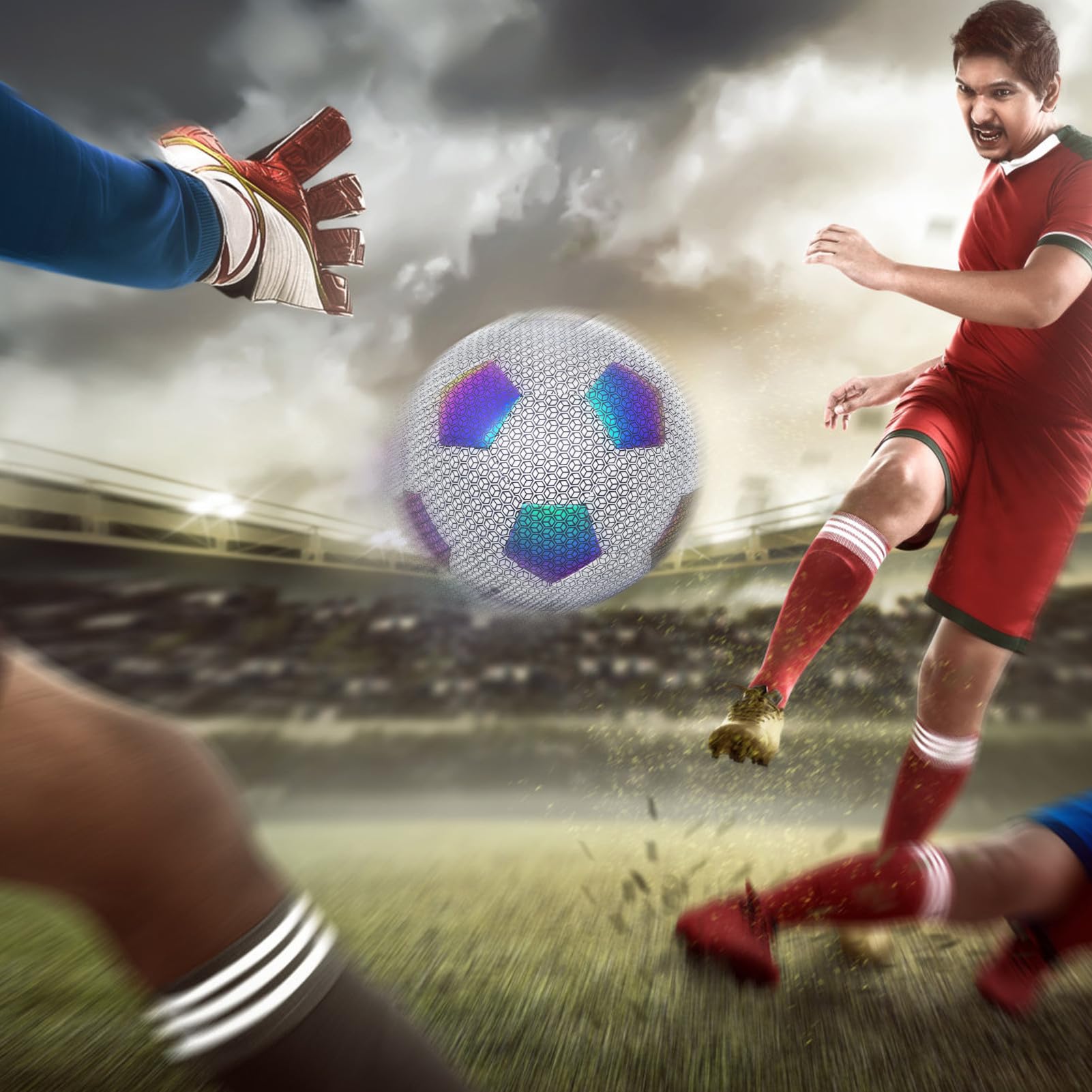 Fútbol Que - Balón de fútbol Luminoso tamaño 4/5 con Bolsa y Bomba