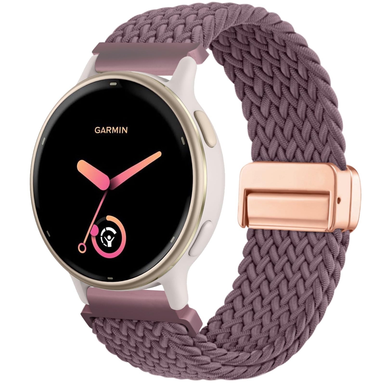 CUNUJIX Braided Bracelet Replacement for Garmin Vivoactive 6/Vivoactive 5/Vivoactive 3/Venu 2 Plus, 20 mm Magnetic Stretchy Nylon Fabric Strap for Garmin Forerunner 55/245/645 Men Women, 20mm, Nylon