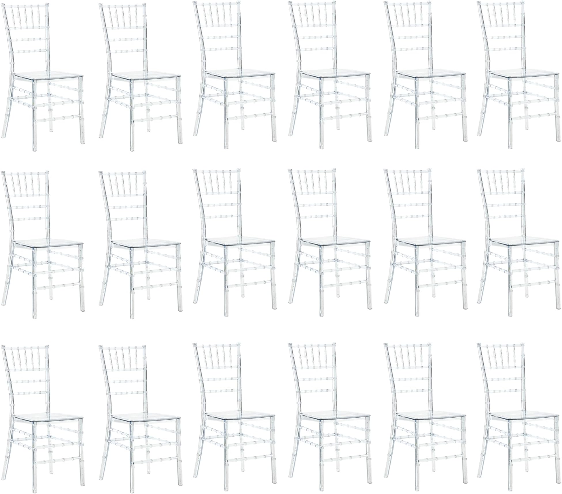 Clear Acrylic Chiavari Chairs, Modern Dining Chairs Set of 20, Accent Event Ghost Chairs for Wedding Party Event Reception