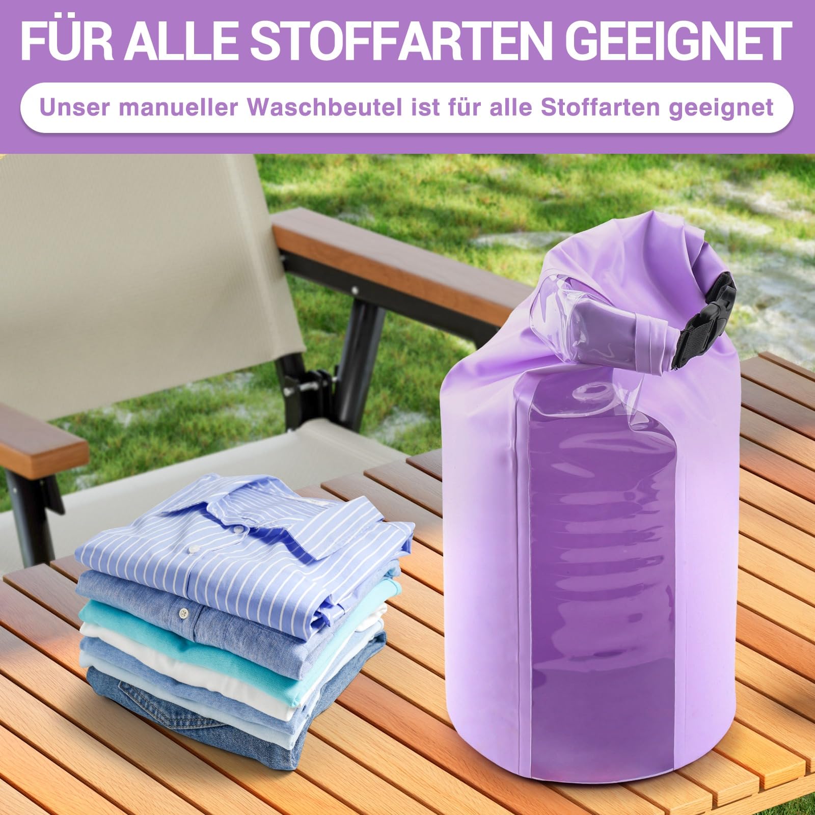 Wash Bag Camping & Einziehbare Wäscheleine - Langlebig Waschsack Camping, Wash Bag Travel, Wäschebeutel Camping - Tragbare Manuelle Waschmaschine
