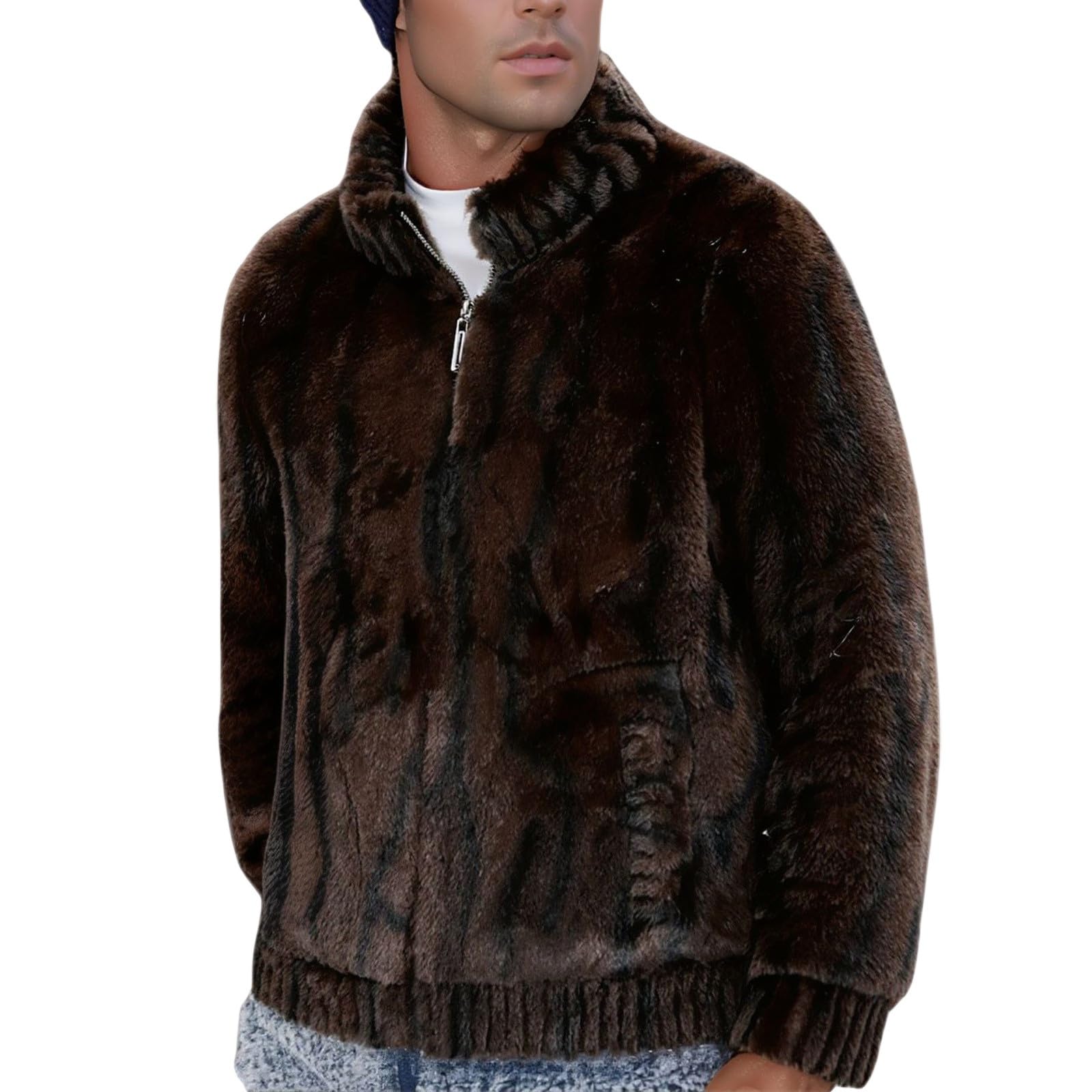 Generisch Chaqueta de forro polar reversible, cálida, cremallera completa, resistente al viento, forro suave, abrigo para exteriores, senderismo, camping, ropa de invierno informal, alternativa con