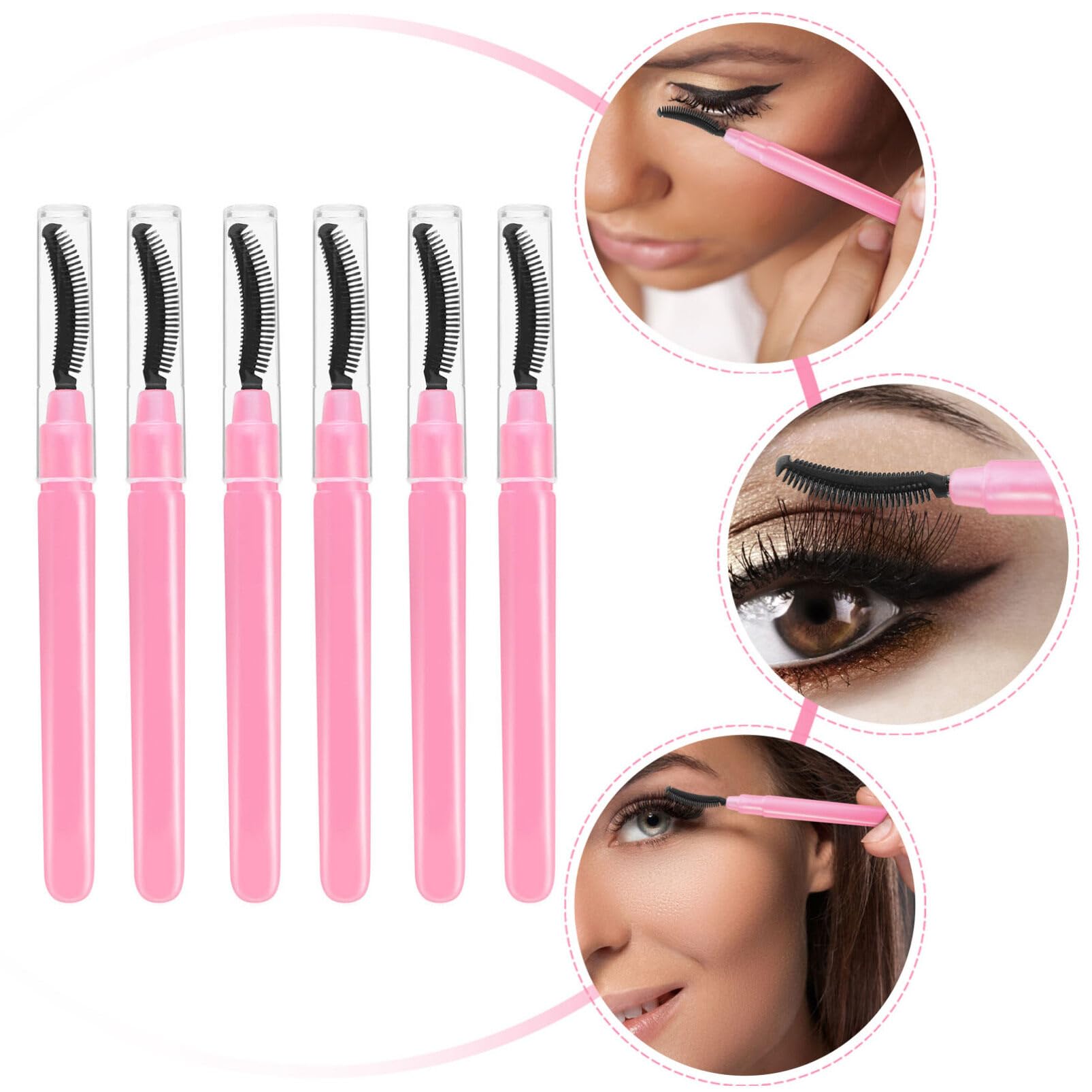 NOLITOY 6pcs Disposable Eyelash Brushes Mascara Wands Applicator Makeup for Eyelash Extensions and Eyebrows