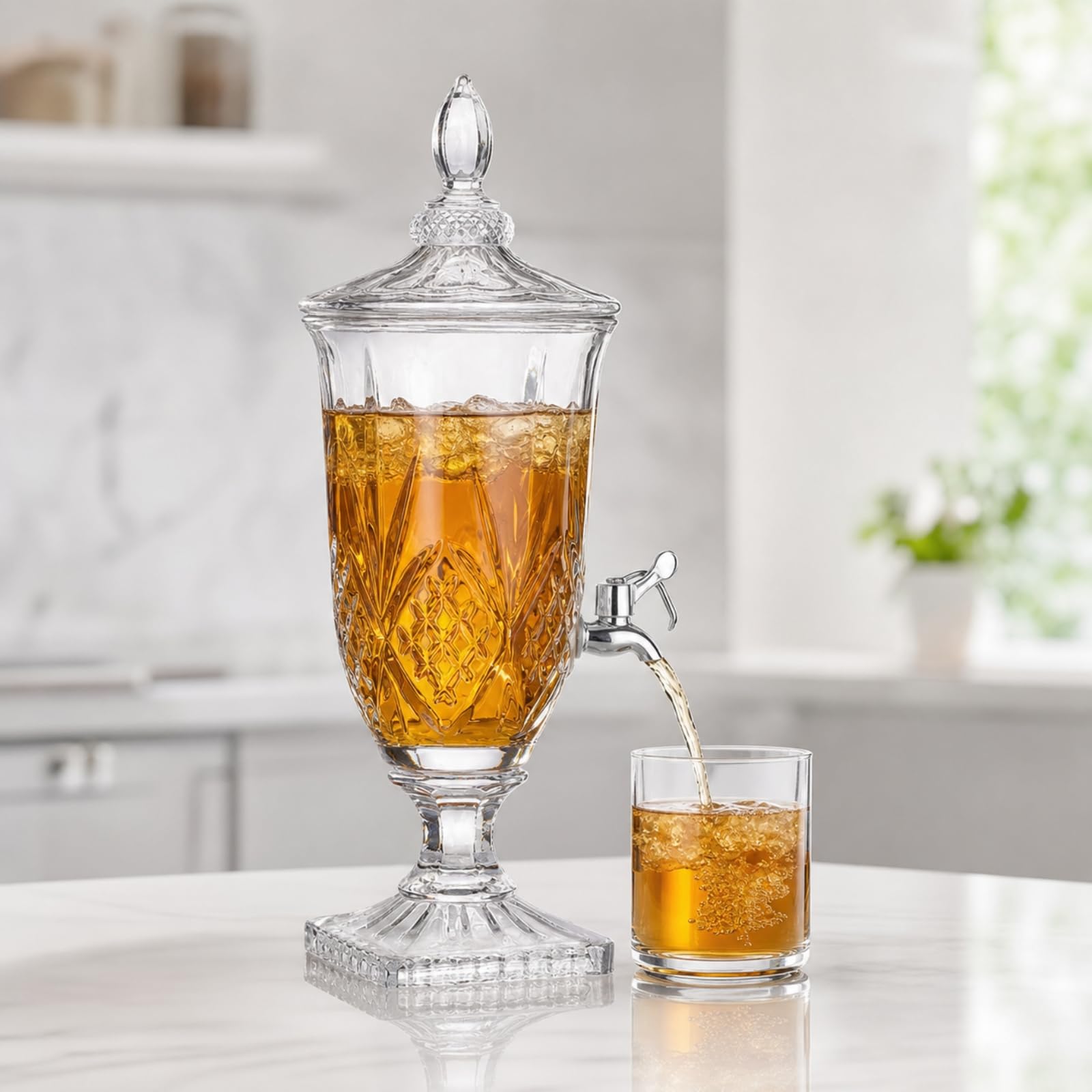 Getränkespender mit Deckel auslaufsicher aus transparent für Gastgeber, Gartenparty, Küche, 2L, Punkt