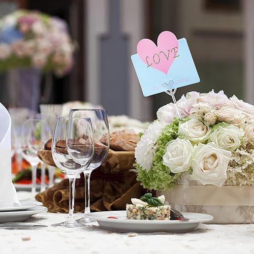 Miniatura 5 de Jetec 100 piezas de plástico transparente con diseño floral para tarjetas, cabeza de corazón, recolectores de flores, tarjeteros para bodas, fiestas