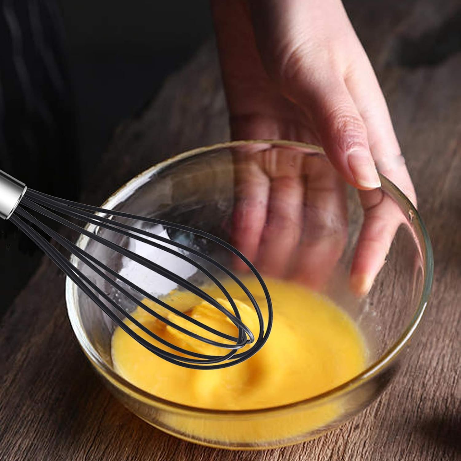 3 Pack Silicone Whisks for Cooking, Mini Whisk 8 Inches +10 Inch +12 Inch, Silicon Whisk Hand Mixer, Kitchen Whisk, Egg Small Balloon Whisk, Suitable for Mixing, Egg Beating, Beating