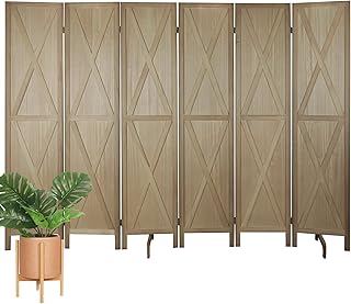 Sponsored Ad - 6 Panel Room Divider Fully Assembled 6Ft Wooden Room Divider Folding Privacy Screens Partition Wall Divider...