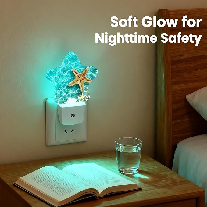 Caifujiqi Night Light Plug-in into Wall Dusk to Dawn Smart Sensor White Led Nightlight for Bedroom Bathroom Kitchen Hallway Stairs Energy Efficient Decor Desk Lamp Beach Decor photo 3