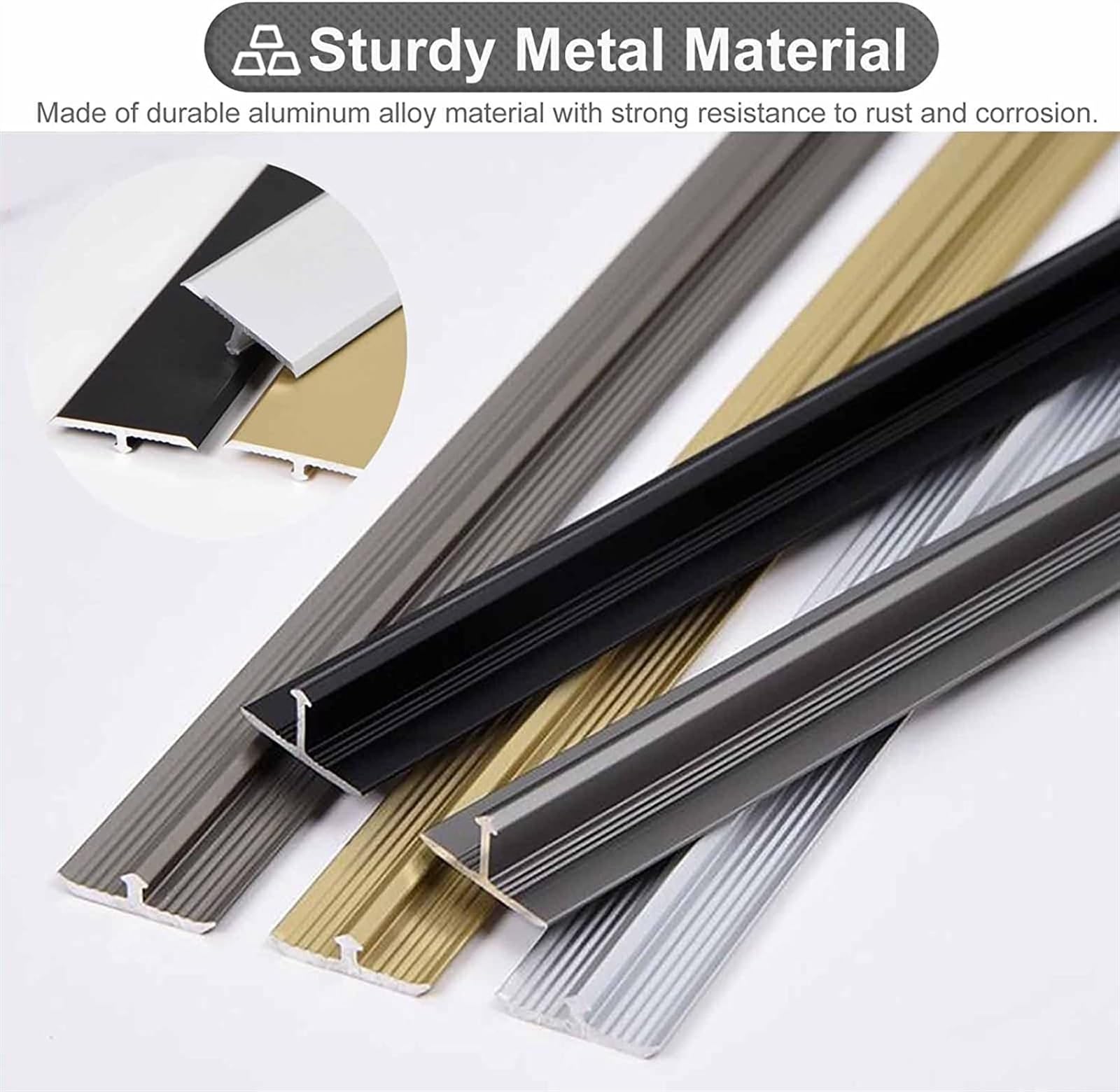 Profilo di Transizione, Striscia di Soglia, Striscia di soglia for modanatura a T Striscia di rivestimento del bordo della porta for pavimenti in laminato Copertura piatta con cucitura Cinch(Dark Gray
