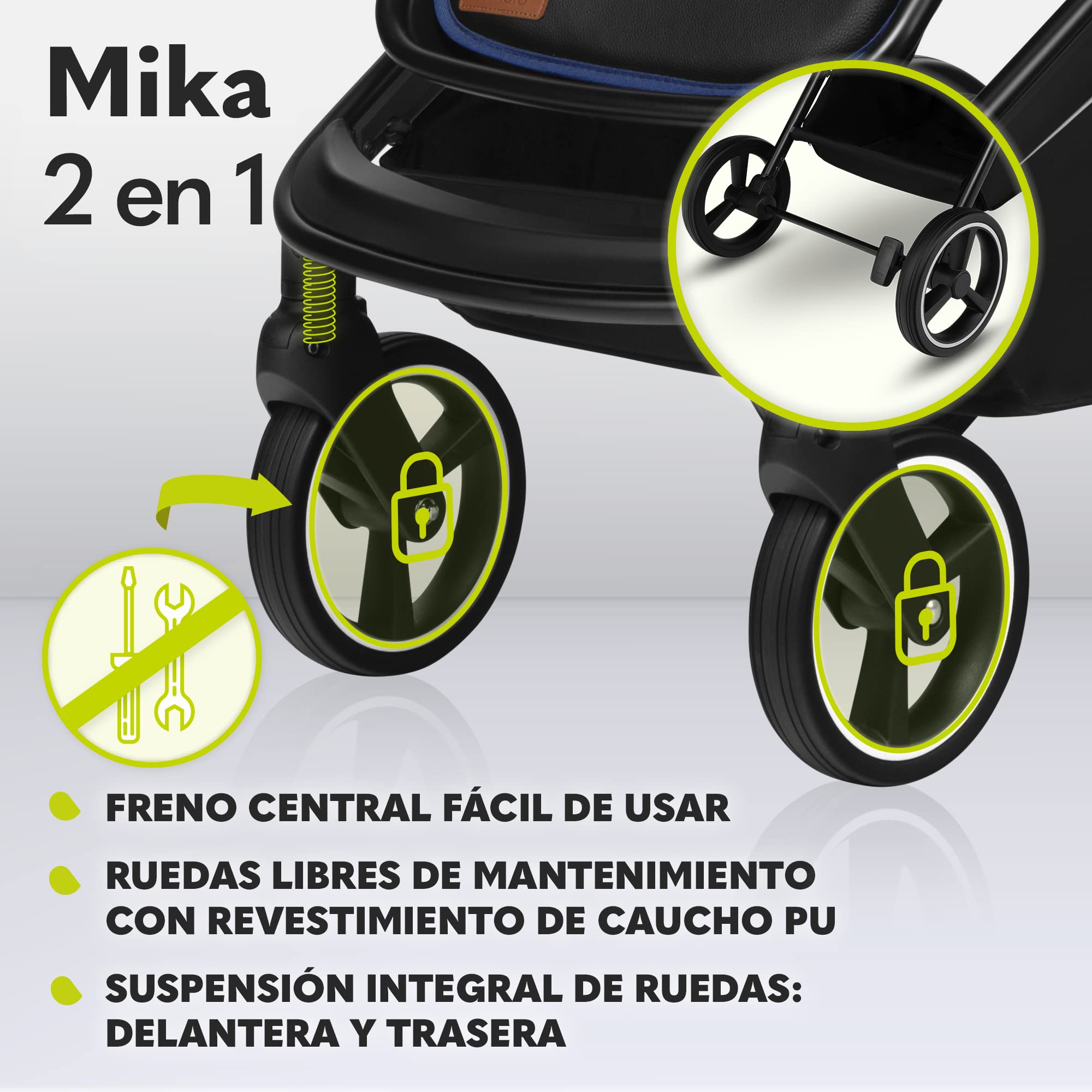 LIONELO Mika coche de bebé 2en1 coche para bebé, carrito para bebé, cochecito de bebé, silla de paseo, cochecito bebé, protector de lluvia, funda para las piernas, mosquitera, carrito bebé (Azul) | Incluye capazo, silla de paseo, cubrepiés, protector de l