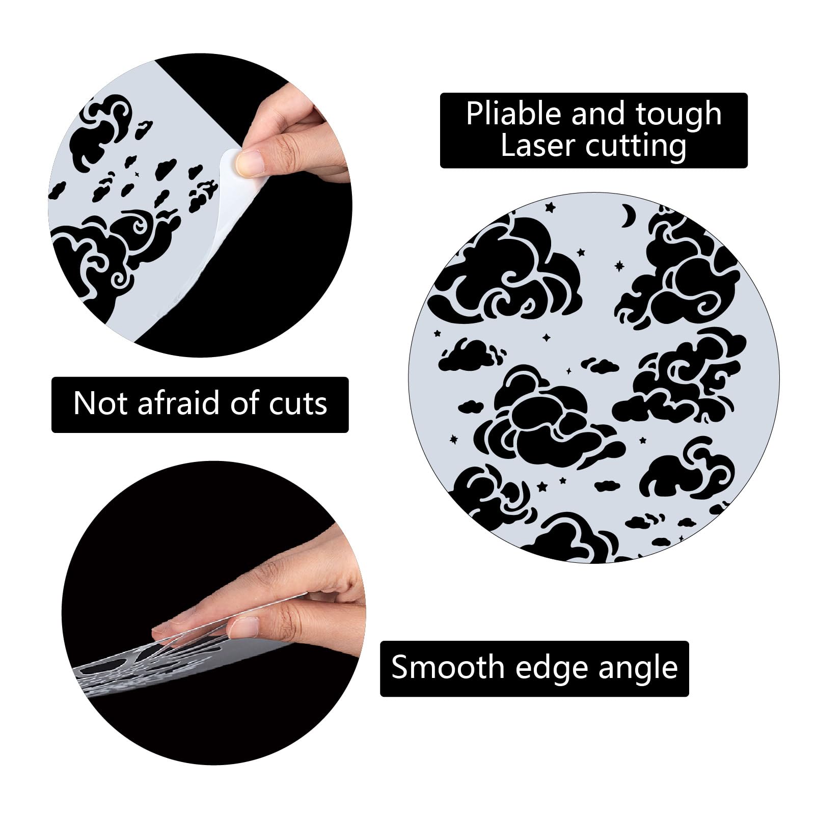 GORGECRAFT 12x12 Inch Alphabet Stencil - Witchy Moon & Eye Design For Painting Crafts