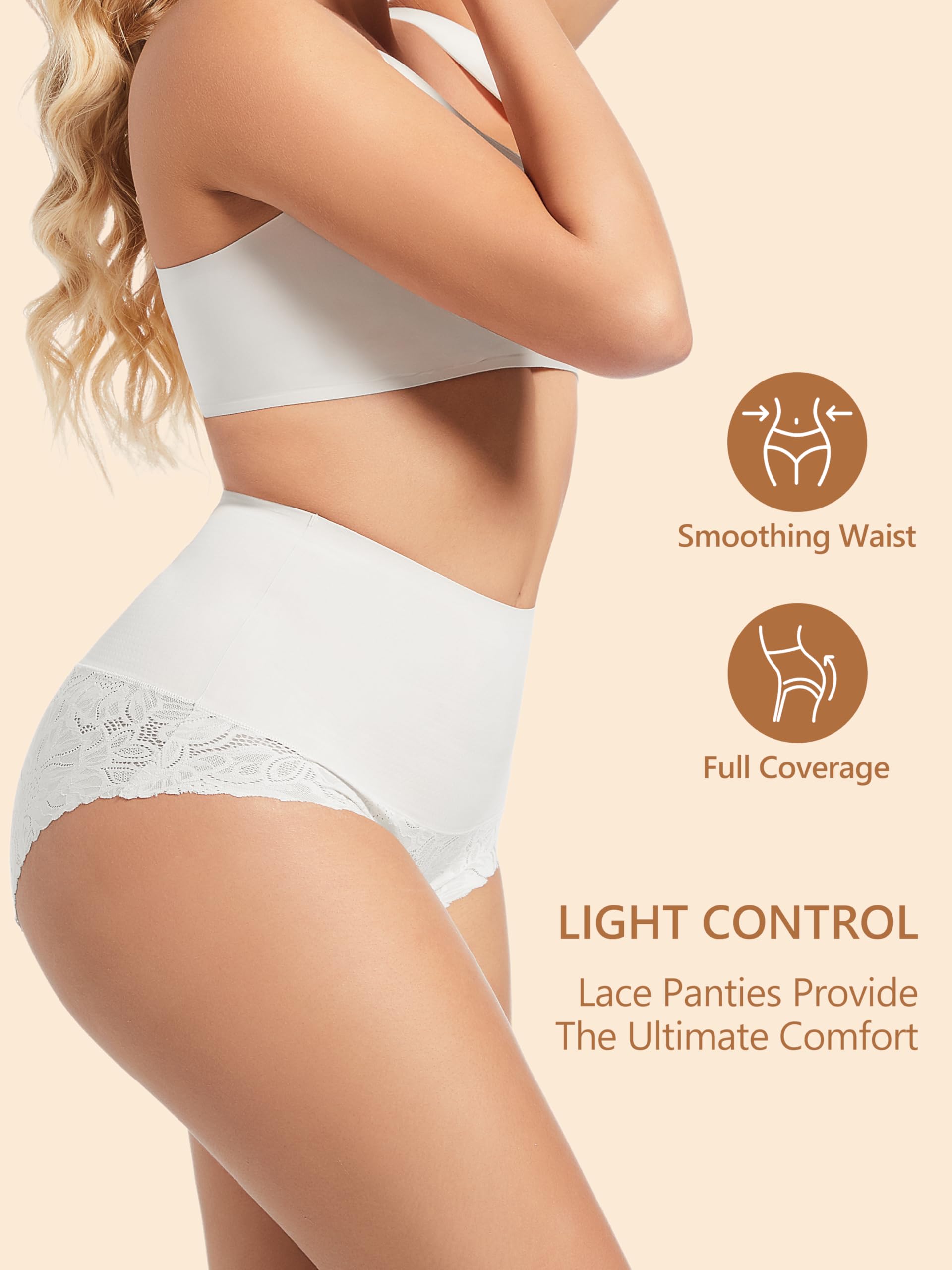 HBselect Shapewear Damen Bauchweg Unterhose, Spitze Miederhose Tanga Unterwäsche String Miederslip Figurformende Hoher Taille Miederpants Unterbauch Kontrolle Body Shaper