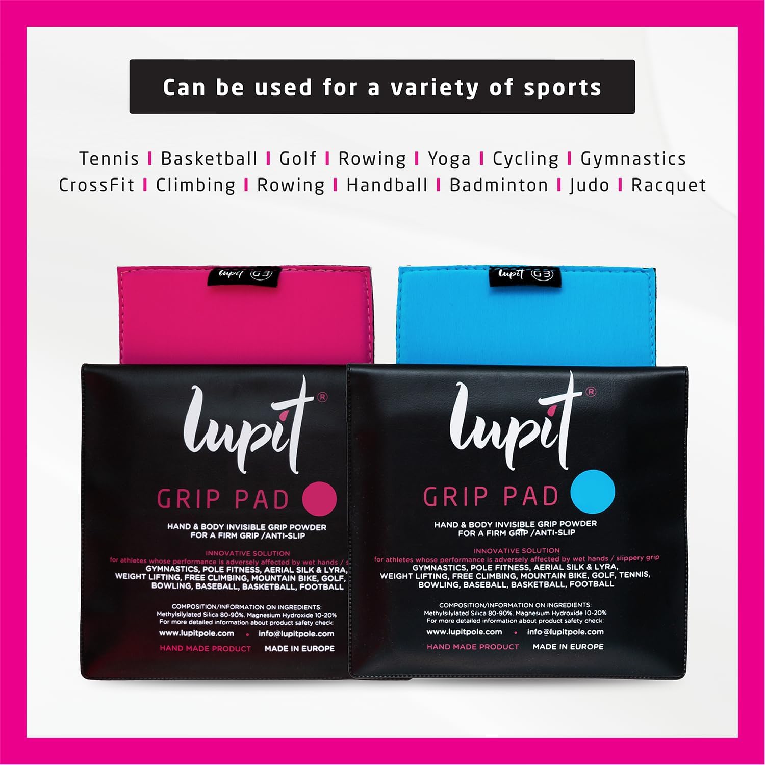 LUPIT Grip, 2 Piece - Multi-Sport Grip Powder & Pole Dance Grip - Hand Grip Lotion and Spray Alternative - 1600 Tabs for Ultimate Grip Control - Suitable for Pole Dancing, Golf, Tenis and Basketball