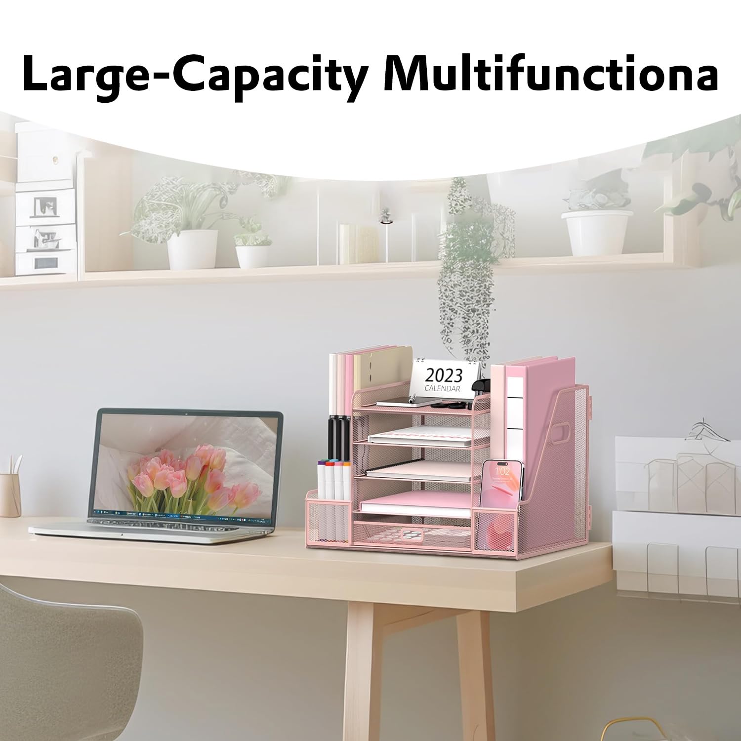 Organizer da scrivania a 5 livelli con porta documenti, vassoio per lettere in rete con porta riviste, organizer da scrivania e portaoggetti con cassetto per forniture per ufficio, casa o