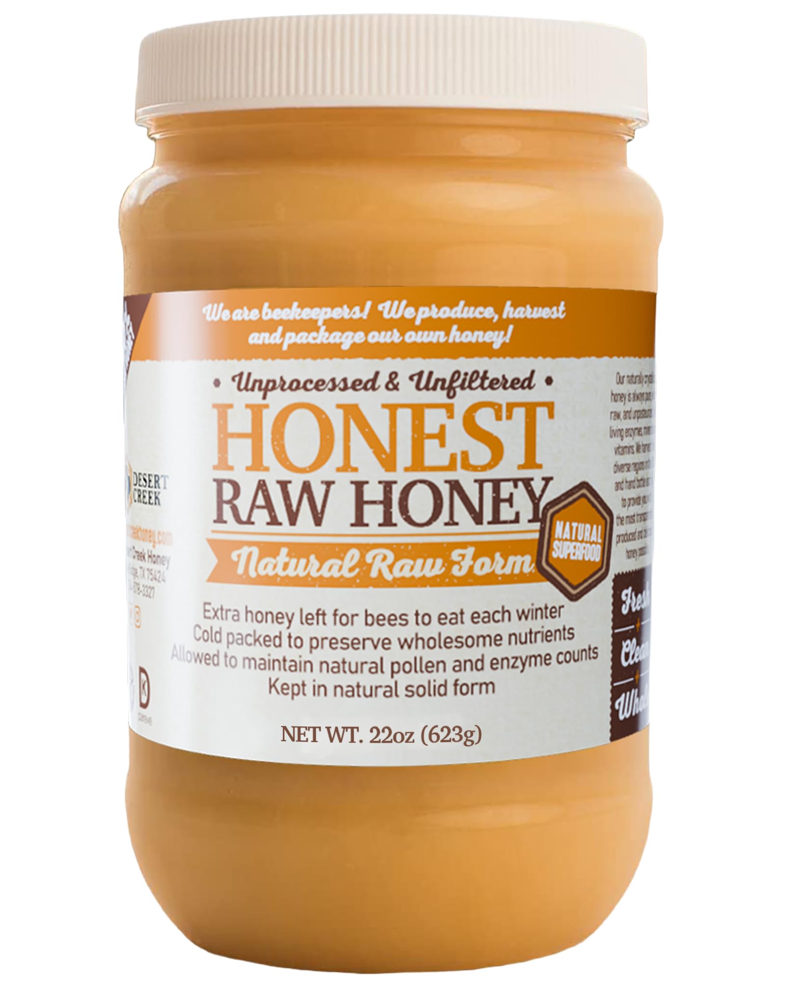 Honest Raw Honey - 100% Unfiltered, Pure Honey - Natural Sugar Substitute - Uncooked, Unprocessed, Unpasteurized - Made in America - Harvested by Our Own Beekeepers