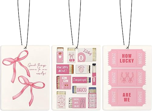 Miniatura 22 de ambientador retro rosa para el coche, boletos de tiempos buenos funky Y2K, tarjeta de la suerte de chica afortunada, tarjeta de acceso, comprobante