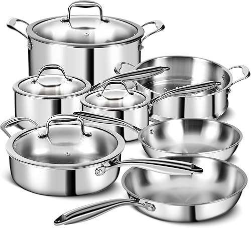 3 Ply Stainless Steel 11-Piece Cookware Set with Lids
