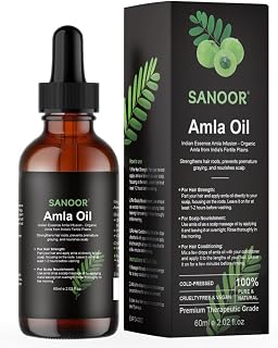 SANOOR Indian Amla Hair Oil – 100% Pure & Natural, Cold-Pressed, f Hair Growth Oil for Thick, Long, Strong Hair – Nourishing Scalp for Hair Fall Control, Dandruff & Split Ends Repair