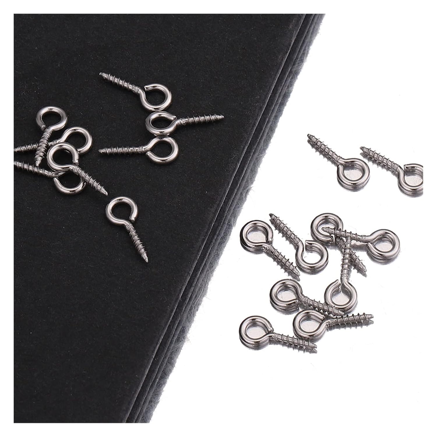 100pcs Stainless Steel Screw Eye Pins Eyepins Hooks Threaded Eyelets Clasps for DIY Beads Jewelry Making (Color : 100pcs, Size : 4x10)