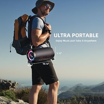 ZEALOT Portable Bluetooth Speaker,80W Peak(60W) Booming Sound Speakers with LED Light,Bluetooth 5.3, Loud Speaker for Home,Party,Camping,Beach,Gifts
