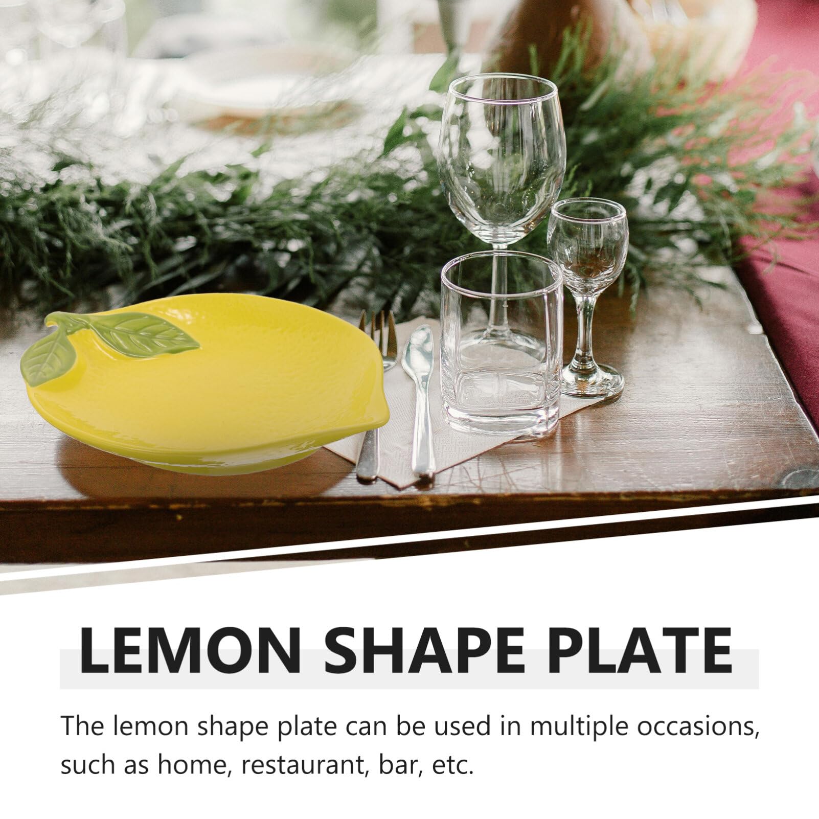 Zerodeko Piatto antipasto in ceramica a forma di limone, contorni a forma di limone, piatto per spezie, ciotola a forma di frutta, ciotola originale per insalata e cereali, per snack e dessert U. A