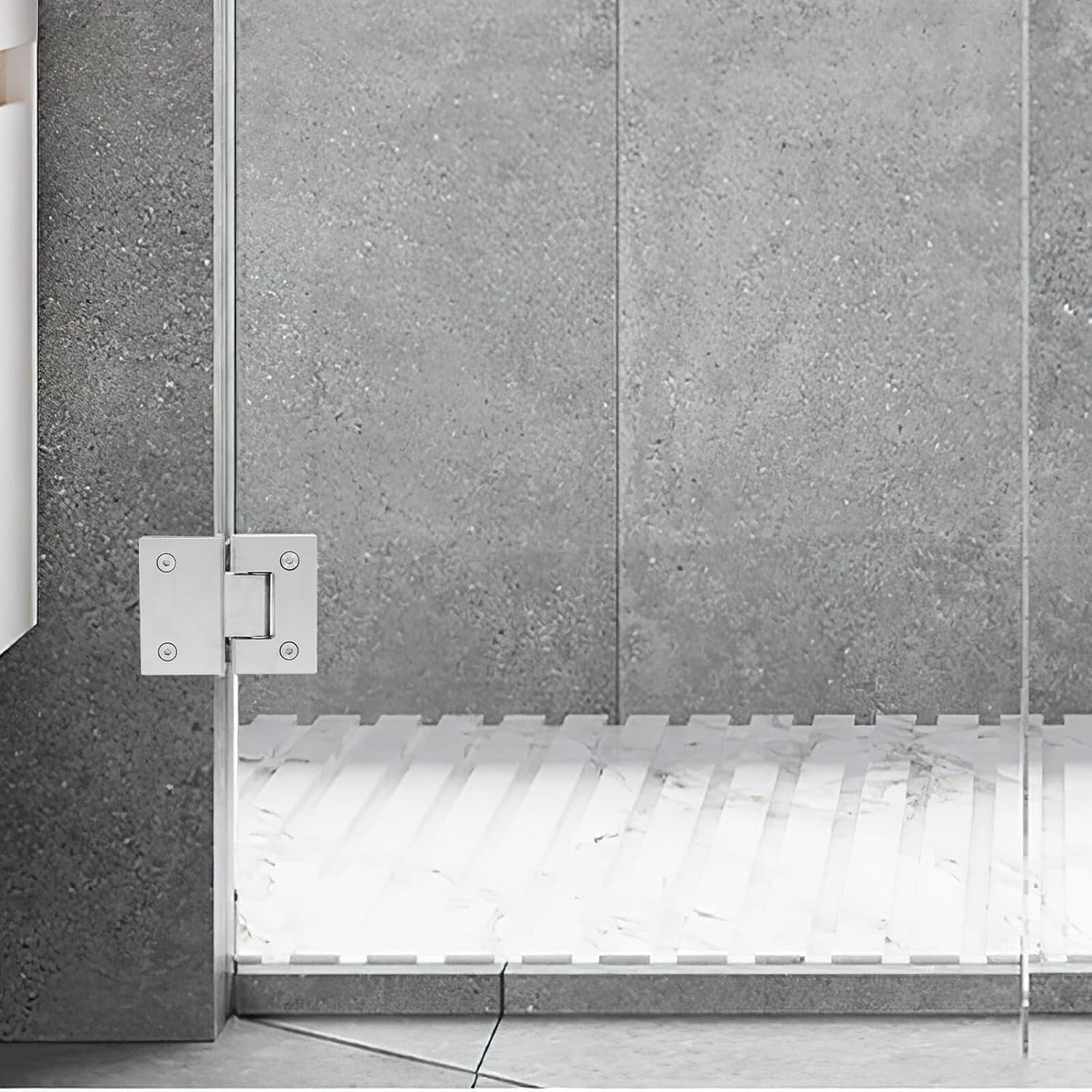 Zerodeko Stainless Steel 304 Glass Door Hinge Brushed Metal Shower Door Clamp for Frameless Bathroom Partition Hardware 180 Degree Smooth Heavy Duty Hinges