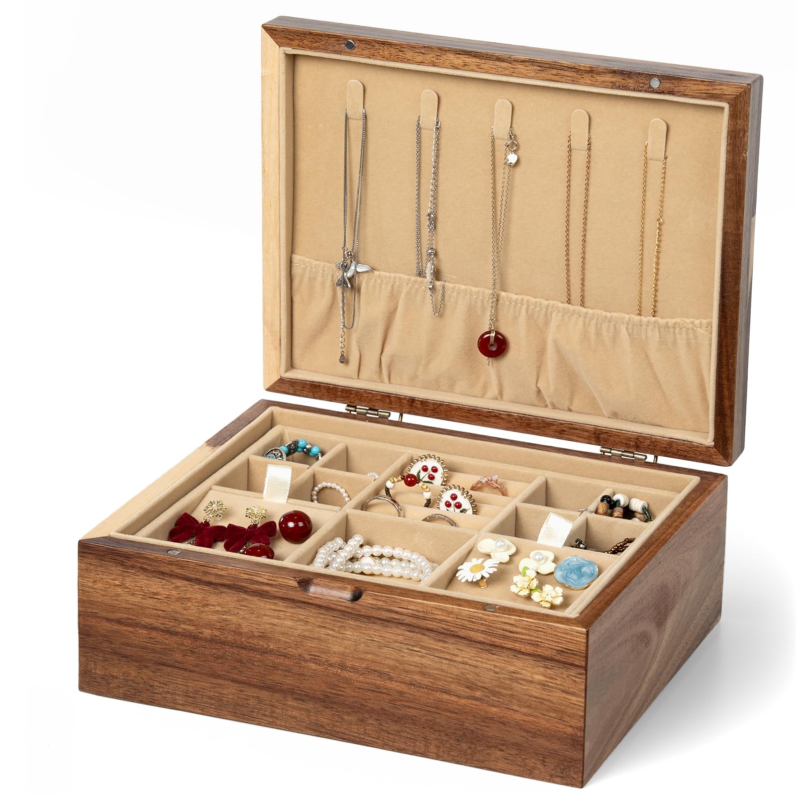 【6/13まで】BMSG ShowMinorSavage アクセサリートレー Amazon.com: Danfoxer Acacia Wood Jewelry Box with Hinged Lid and