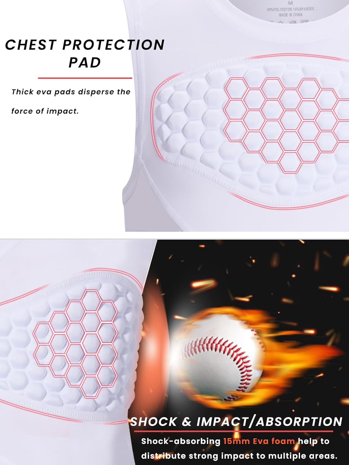 DEVOROPA Youth Boys Football Baseball Padded Compression Shirt Chest Protector Softball Lacrosse Rib Heart Sternum Guard - Image 5