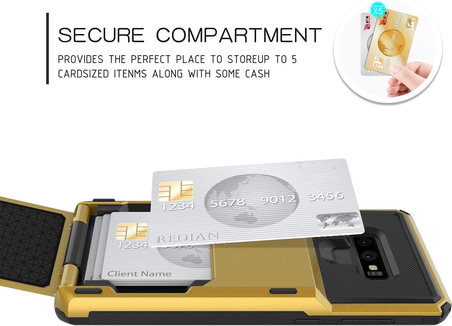 Galaxy Note 9 Case, J.west Note 9 Wallet Case with Flip Hidden Credit Card Holder ID Slot Hard Protective Cover for Samsung Galaxy Note 9 6.4 inch (2018) Orange