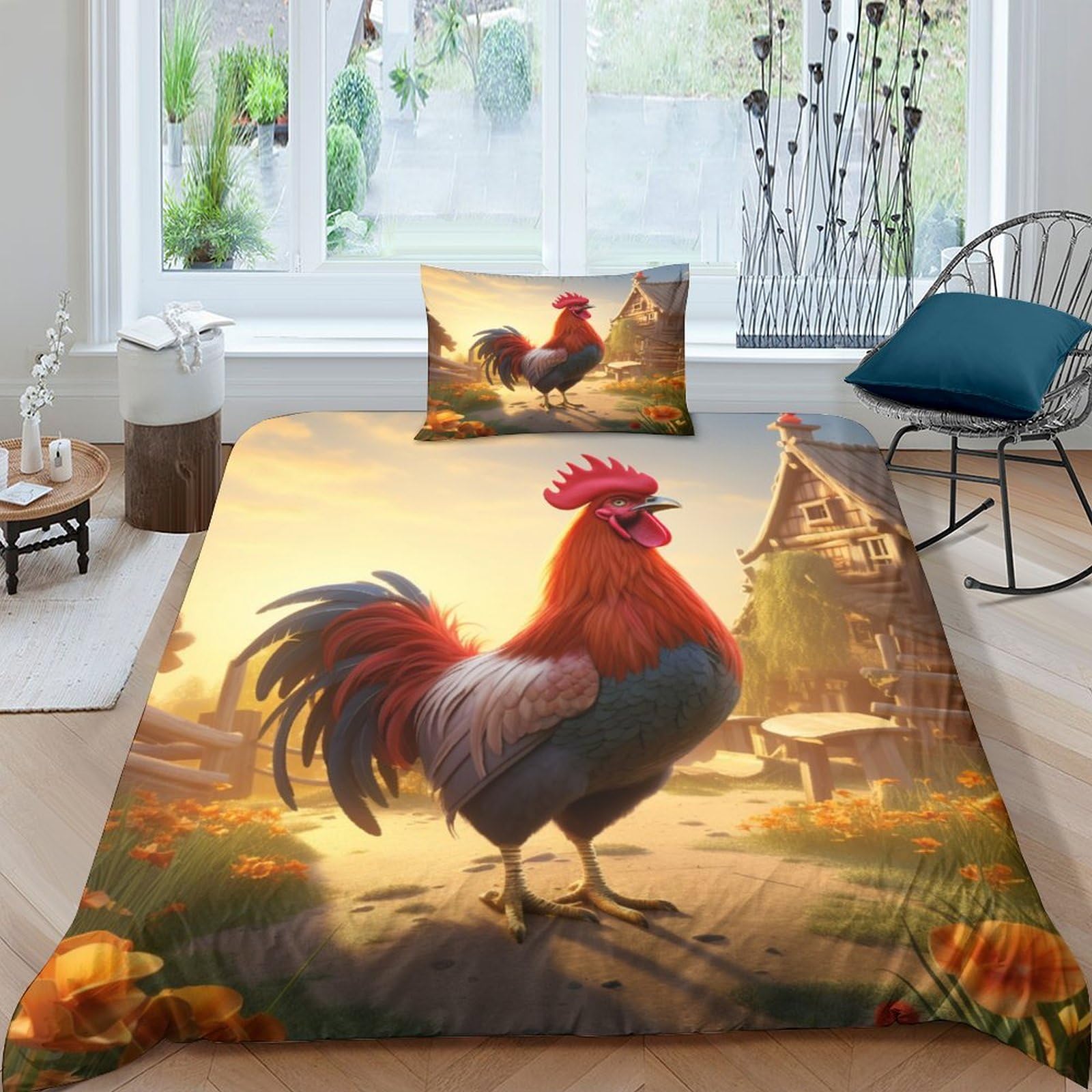 Parure de lit Big Le Coq 3D pour transformer le style d'une chambre d'ado