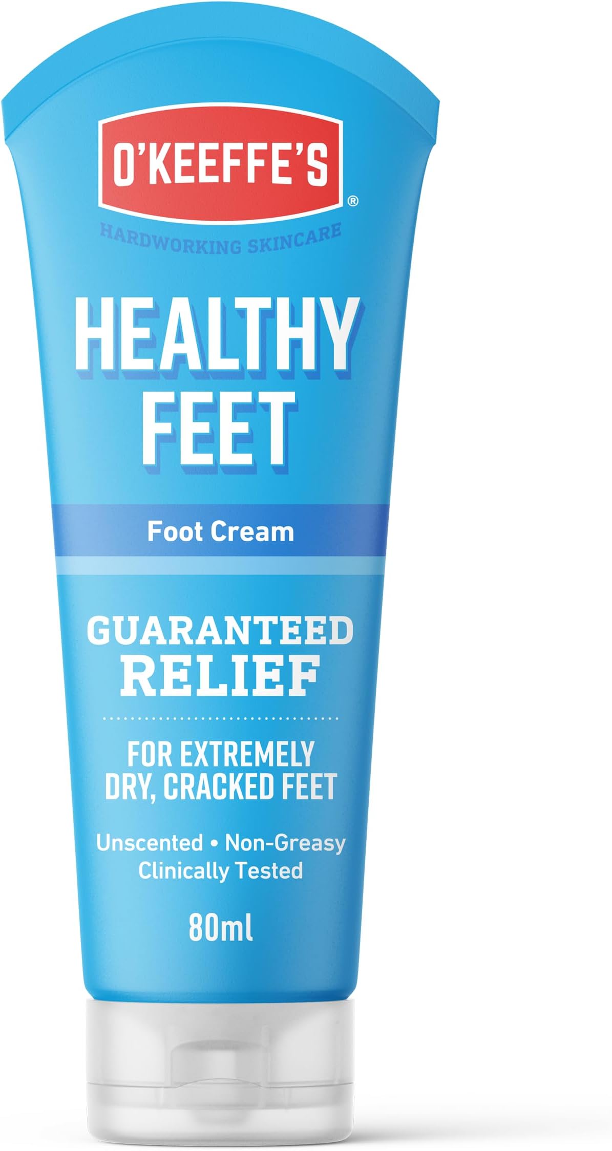O’Keeffe’s Healthy Feet Tube, 80ml - Foot Cream for Very Dry Skin, Cracked Heels and Feet | Instantly Boosts Moisture Levels, Creates a Protective Layer & Prevents Moisture Loss