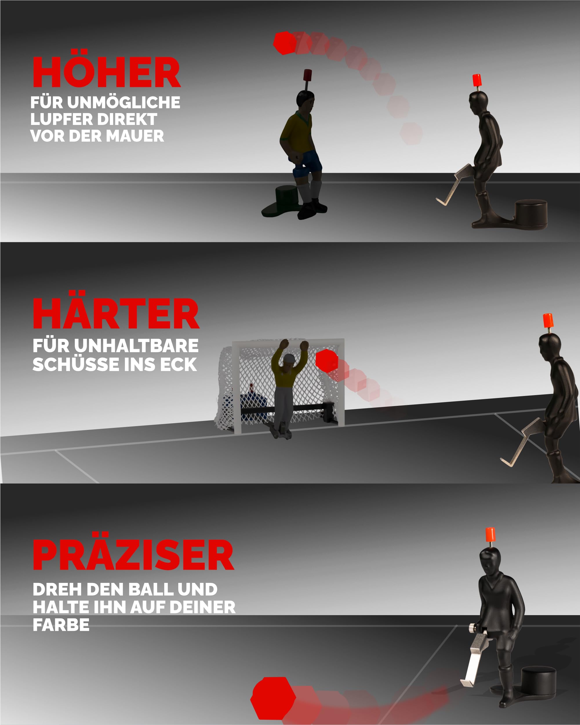 TIPP-KICK Spieler Pro Kicker Allround schwarz Tischfußball-Zubehör, Original Profi Spieler für Groß & Klein, Fußball-Figur mit präzisen Schüssen, Geschenkidee für Fans