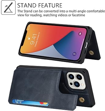 Cavor for iPhone 11 Pro Max Wallet Case with Card Holder, Blue
