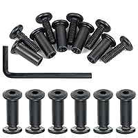 Vista 1 de 50 Piezas M6x20mm Pernos de Muebles Negros Tornillos Hexagonales y Tuercas de Barril Kit de Tornillos de Unión para Postes Conectores de Muebles