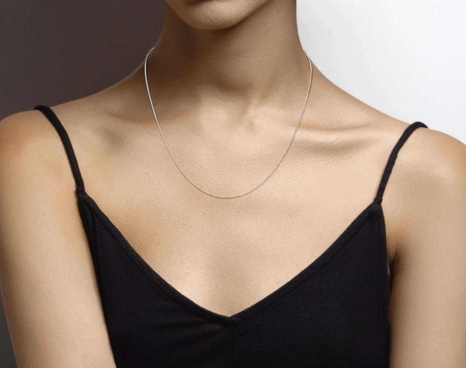 Miabella Italian 925 Sterling Silver or 18K Gold Plated 925 Sterling Silver Thin 1mm Box Chain Necklace for Women, Made in Italy - Image 3