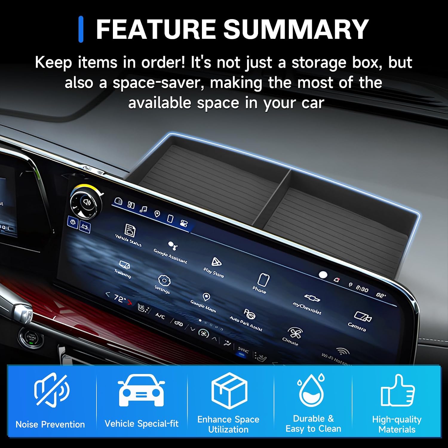 SXCY for 2024 2025 2026 Chevy Traverse Dashboard Organizer Tray for 2025 2026 Chevrolet Traverse Accessories Screen Back Tray 2025 Traverse Behind Dash Organizer 2026 Traverse Console Organizer