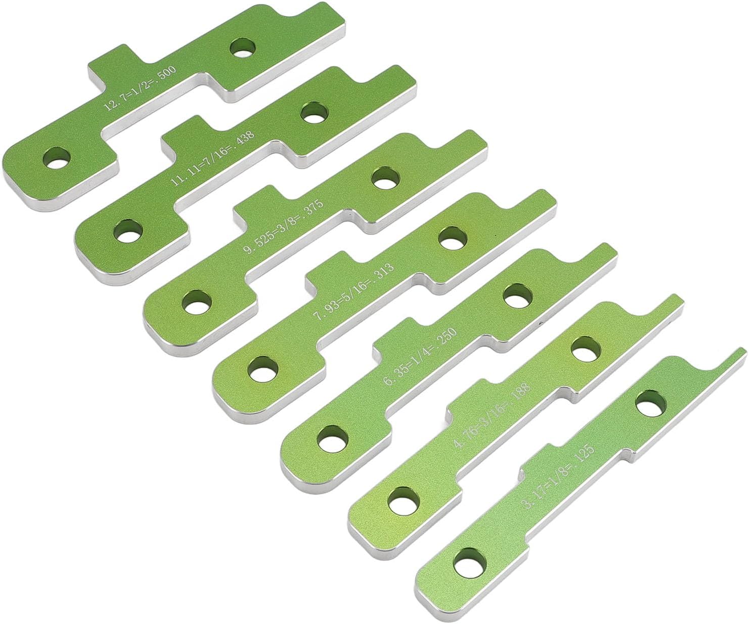 7Pcs Router Table Setup Bars, Setup Blocks Height Gauge Aluminum Alloy Construction Width Gauge Set for Woodworking, 1/8 to 1/2 Inch