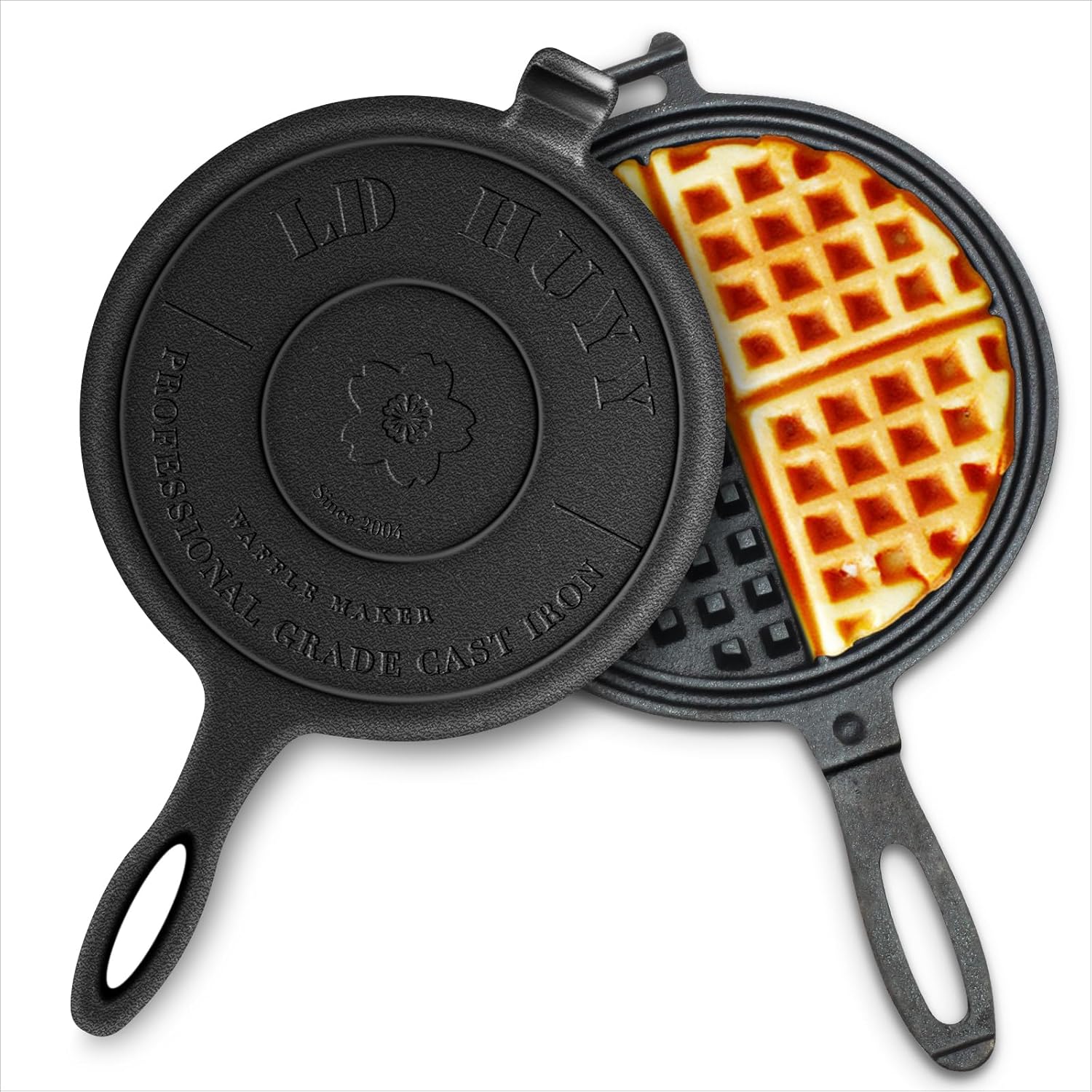 Professional 8-inch Cast Iron Waffle Maker Stove Top | 8 lbs Thickened Body, Quick Heating, Non-Coated Surface | Rustic Round Cast Iron Waffle Iron Professional 8-inch Cast Iron Waffle Maker Stove Top | 8 lbs Thickened Body, Quick Heating, Non-Coated Surface | Rustic Round Cast Iron Waffle Iron