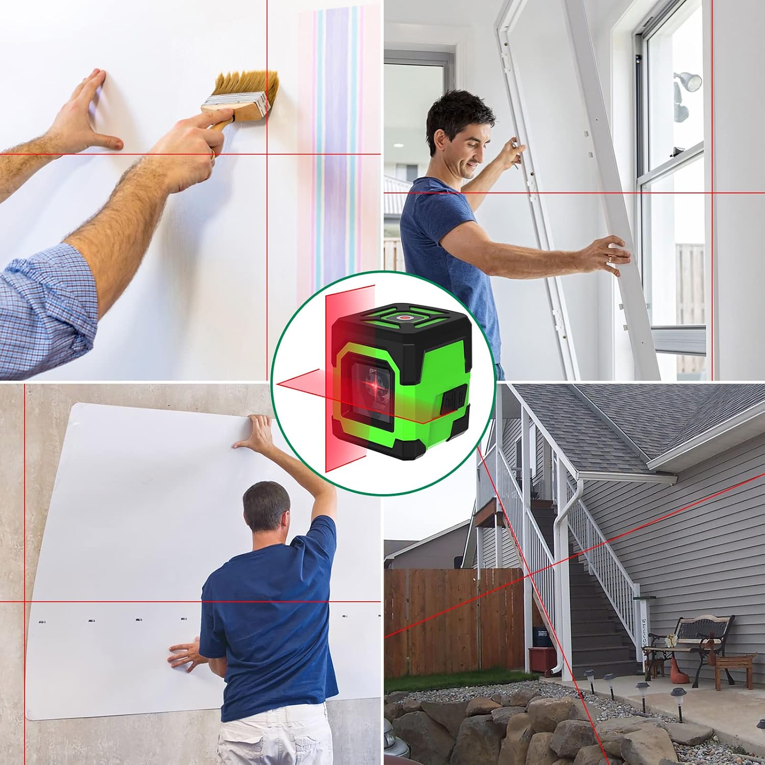 CUSBON Laser Level, 50ft Cross Line Laser with Self-Leveling Vertical and Horizontal Line, for Construction Floor Tile Wall Painting Picture Hanging LV1P