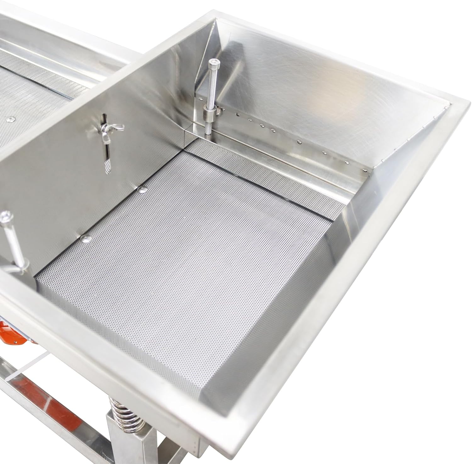 110V Full Stainless Steel Linear Vibrating Screen TB608 Electric Linear Vibrating Sifter with Dual Motor, Single Layer 1mm Screen, 100W*2