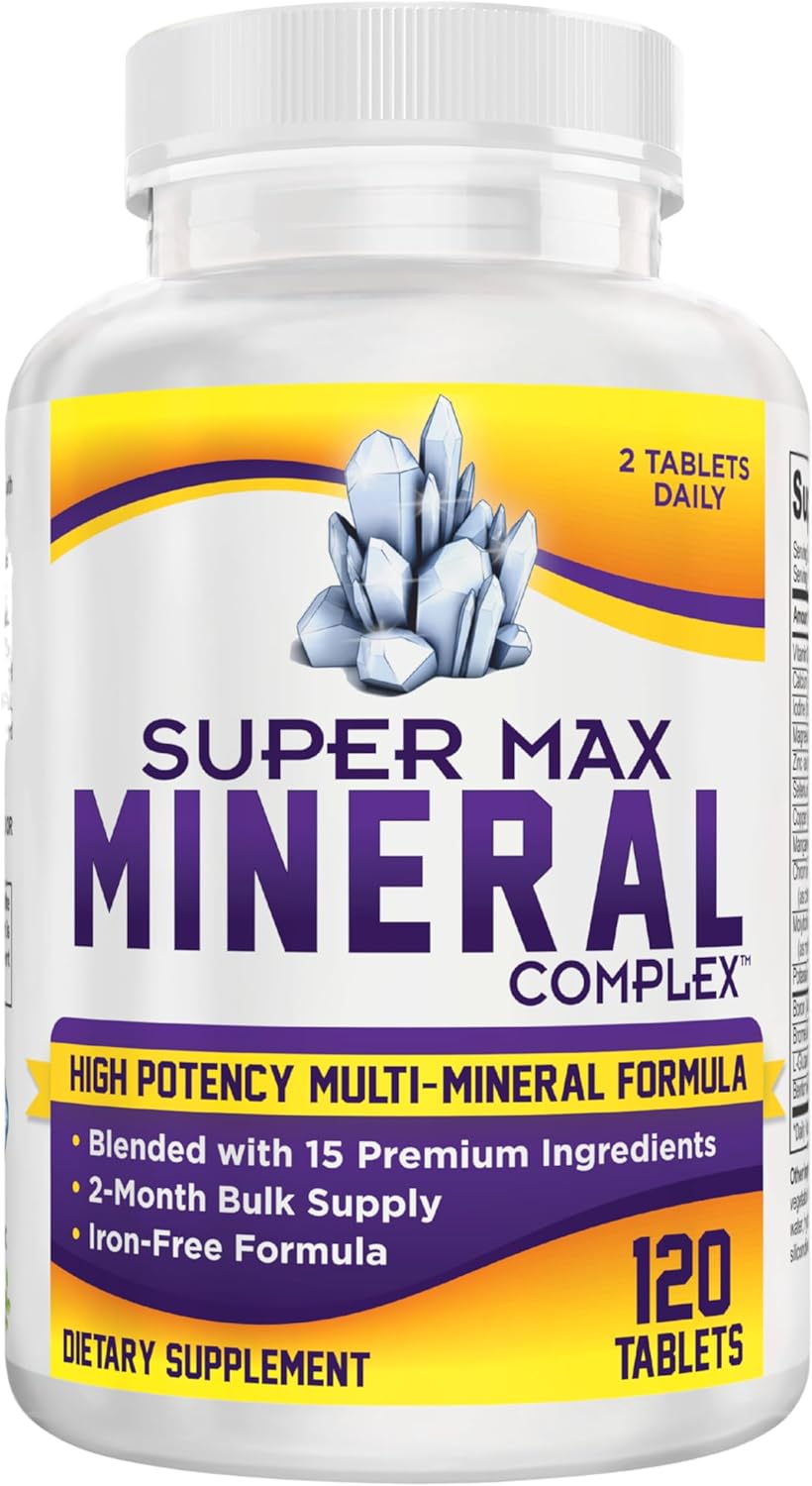 2-Month Multimineral Supplement Support Iron-Free Formula | Daily Multiminerals | Multi-Mineral Supplements | Minerals Complex | 60-Day Bulk Supply | 120 Tablets