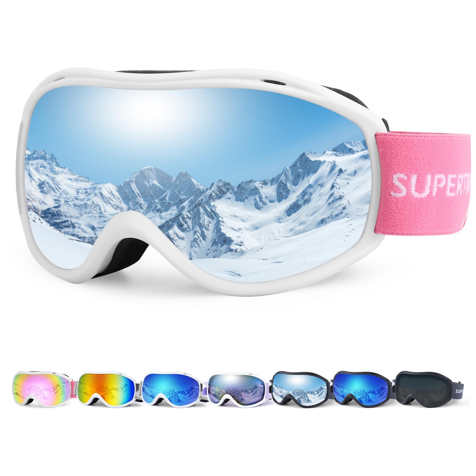 Supertrip Masque de Ski, Adulte Unisexe Lunette de Ski AntiBuée Poussière 100% protection UV400, Masqué Ski pour Homme Femme pour le snowboard, l'alpinisme, la motoneige