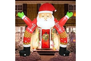 11 Feet Inflatable Christmas Santa Archway with LED Light for Holiday Lawn Decorations