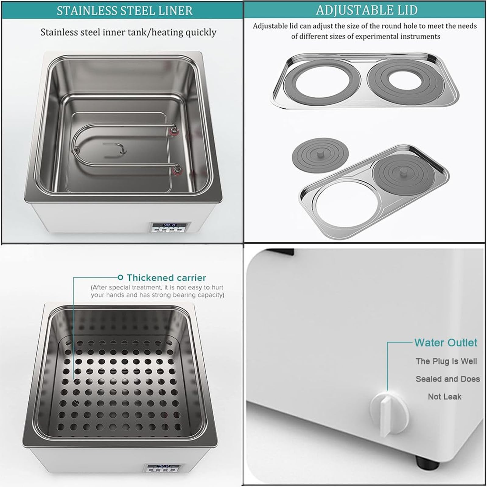Baño de agua termostático digital, control de temperatura PID, anticombustión seca, para laboratorios de química e investigación
