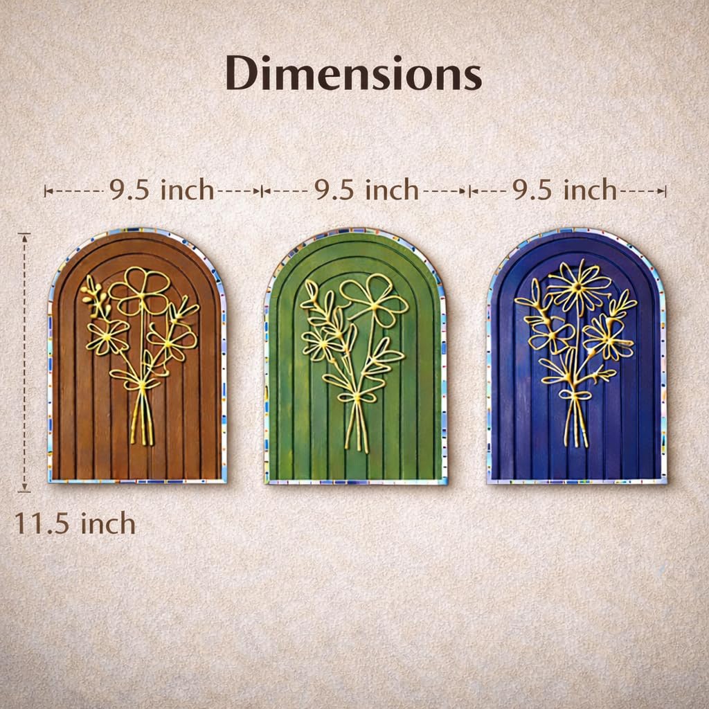 Bloom Wooden Wall Hanging Set - Boho Decor -6