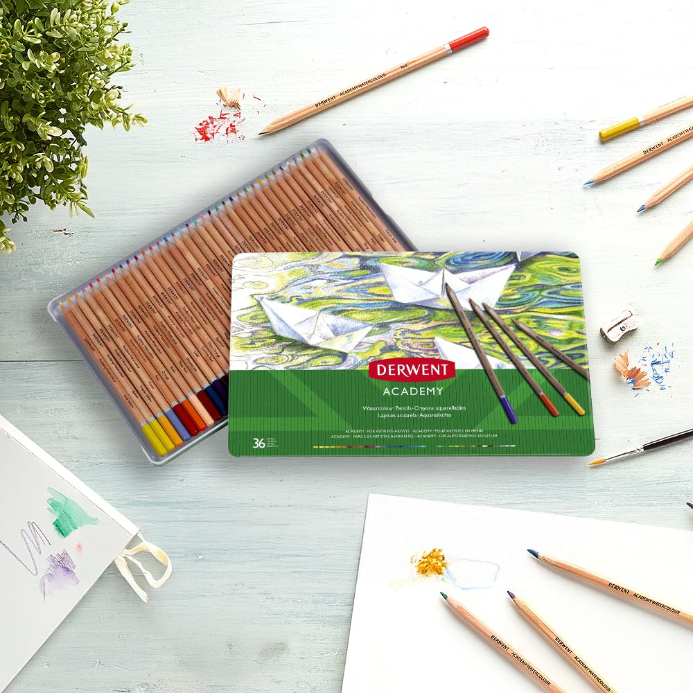 Derwent Academy Watercolour Pencils Tin (Set of 36) 1