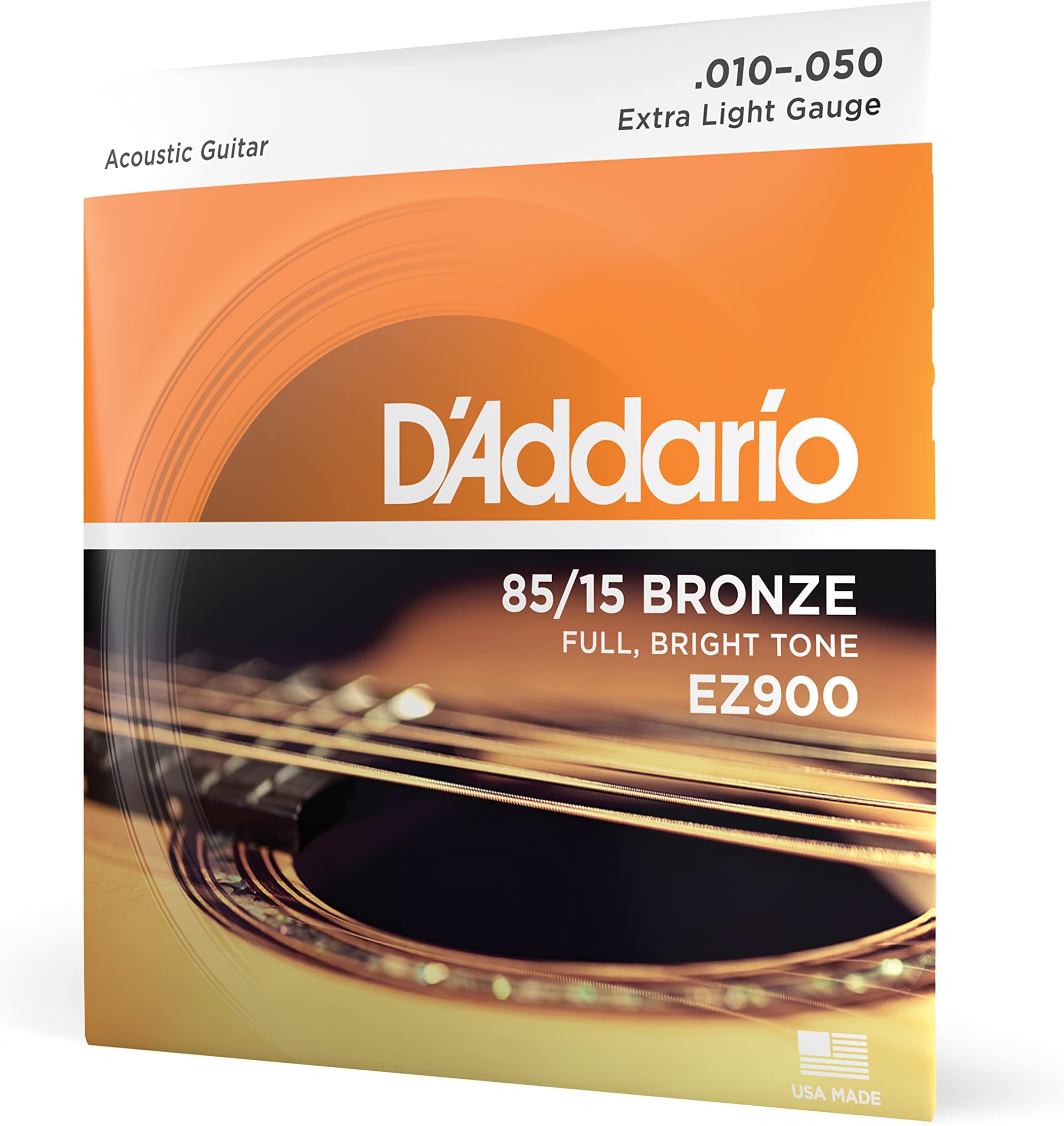 Guitar Strings - Acoustic Guitar Strings - 85/15 Bronze - For 6 String Guitar - Full, Bright Tone - EZ900 - Extra Light, 10-50