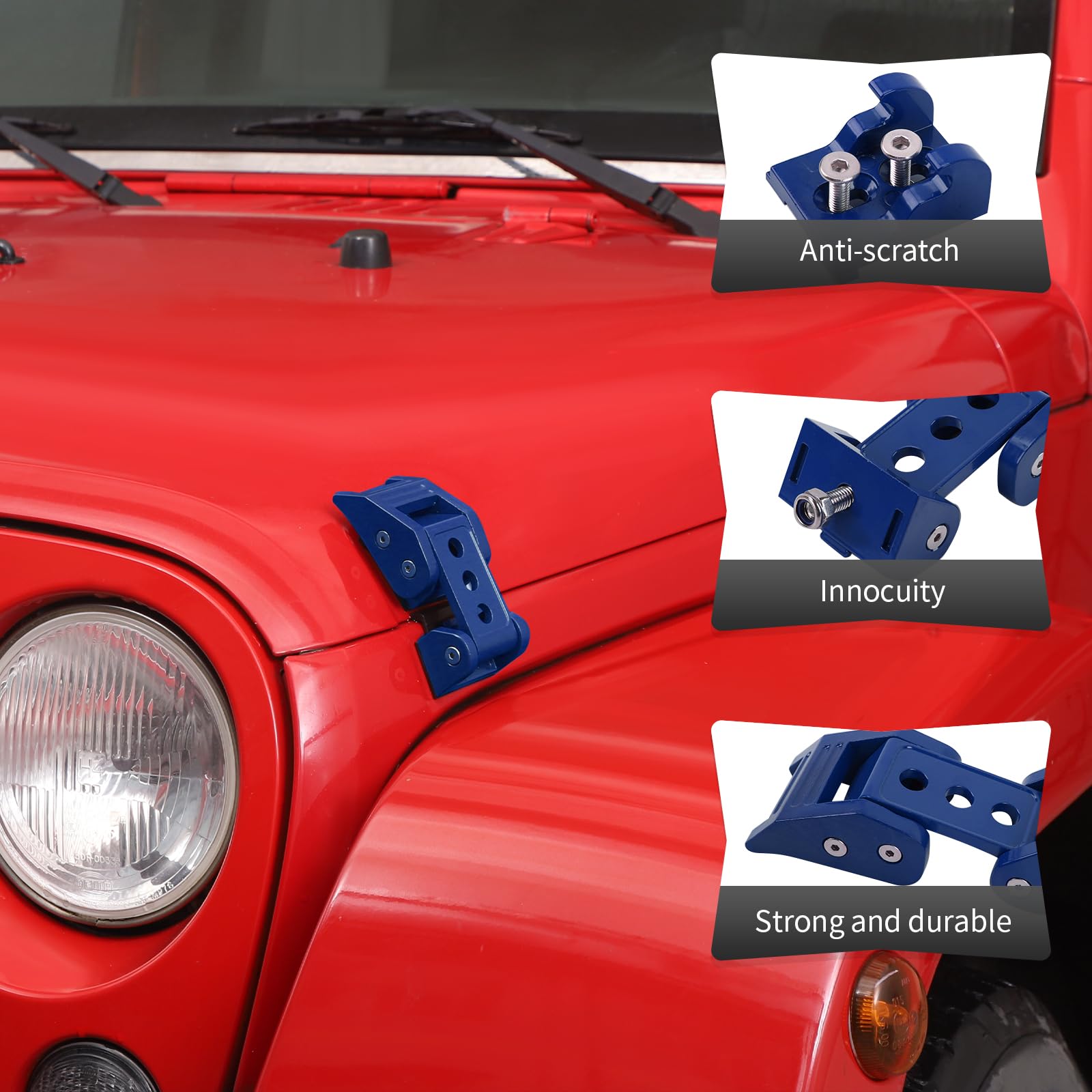 Amazon.com: CheroCar Blue Hood Latches Hood Lock Catch Latches Kit