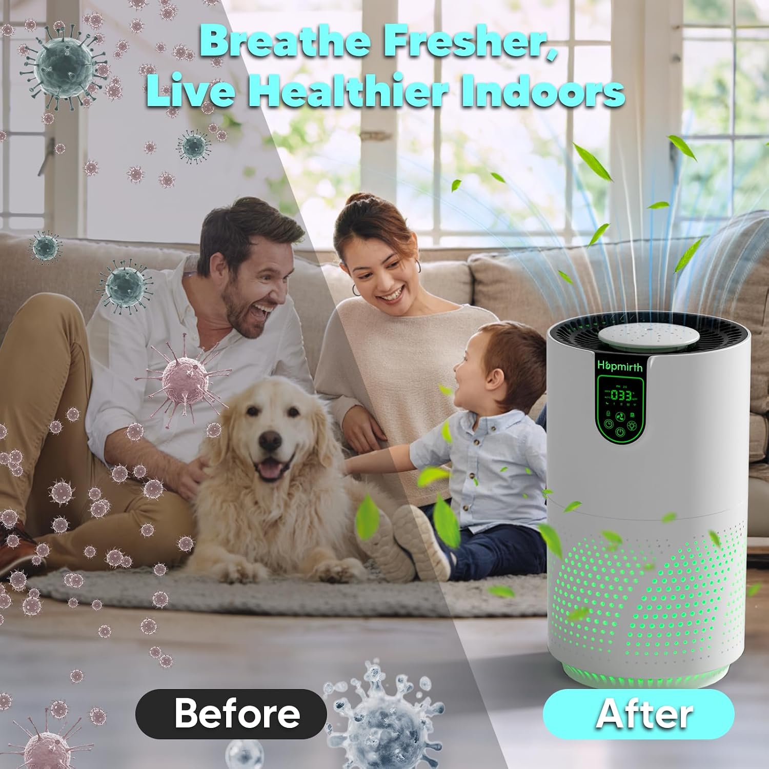 Upgraded Air Purifier for Home & Bedroom, H14 True Filter, PM2.5 Air Quality Sensor, Covers up to 2000 Ft², Auto & Sleep Mode, Air Purifier for Pets, Allergies, Smoke, Dust & Pollen white 6 710B Di2FML. AC SL1500